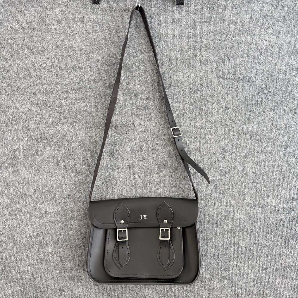 The Cambridge Satchel Black Leather Crossbody Bag Messenger Buckle JX Monogram